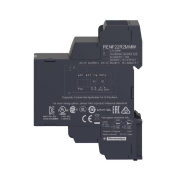 Harmony, NFC modular timing relay, 8 A, 2 CO, 0.1 s…999 h, multifunction, 24...240 V AC/DC - Schneider Electric - RENF22R2MMW