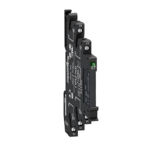 Slim interface relay pre-assembled, 6 A, 1 CO, LED, protection module, spring terminal, 24 V AC - Schneider Electric - RSL1PVBU