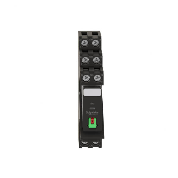 Harmony, Interface plug-in relay pre-assembled, 5 A, 2 CO, with lockable test button, with protection circuit, 24 V AC - Schneider Electric - RXG21B7PV