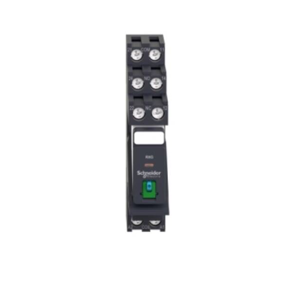 Harmony, Interface plug-in relay pre-assembled, 5 A, 2 CO, with lockable test button, with protection circuit, 24 V DC - Schneider Electric - RXG21BDPV