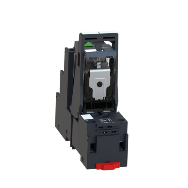 Harmony, Miniature plug-in relay pre-assembled, 12 A, 2 CO, with LED, with lockable test button, separate terminals socket, 24 V AC - Schneider Electric - RXM2AB2B7PVS