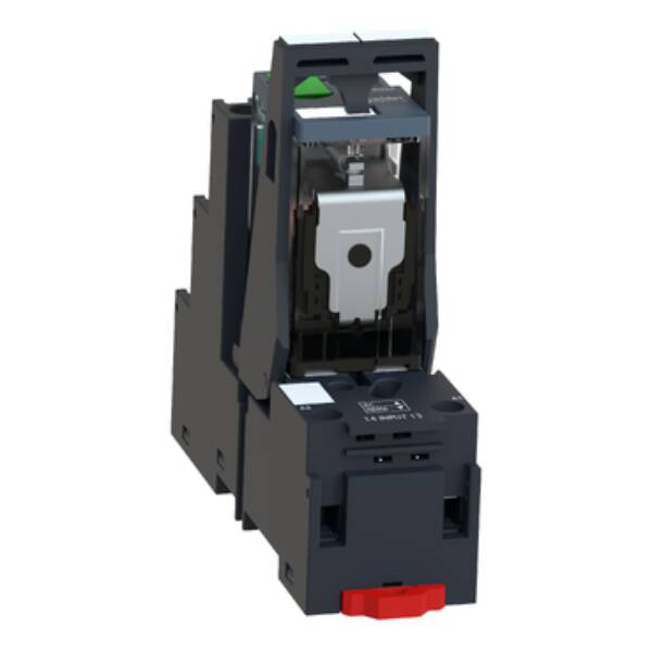 Harmony, Miniature plug-in relay pre-assembled, 12 A, 2 CO, with LED, with lockable test button, separate terminals socket, 24 V DC - Schneider Electric - RXM2AB2BDPVS