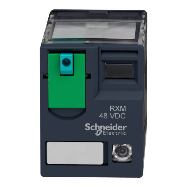 Miniature plug-in relay, 12 A, 2 CO, LED, 48 V DC - Schneider Electric - RXM2AB2ED