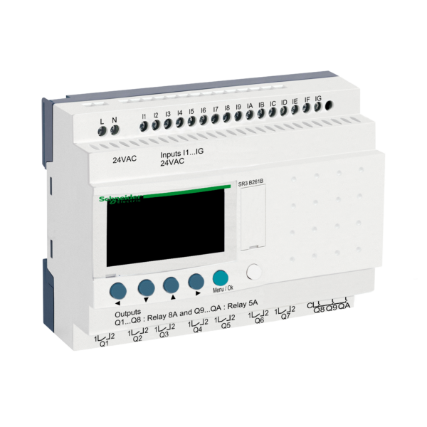 modular smart relay Zelio Logic - 24 I O - 24 V AC - clock - display - Schneider Electric - SR3B261B