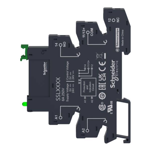 Harmony, Solid state relay pre assembled, 3.5 A, DC switching, screw sockets, input 16…30 V DC, output 1...24 V DC - Schneider Electric - SSL1D03BDPV