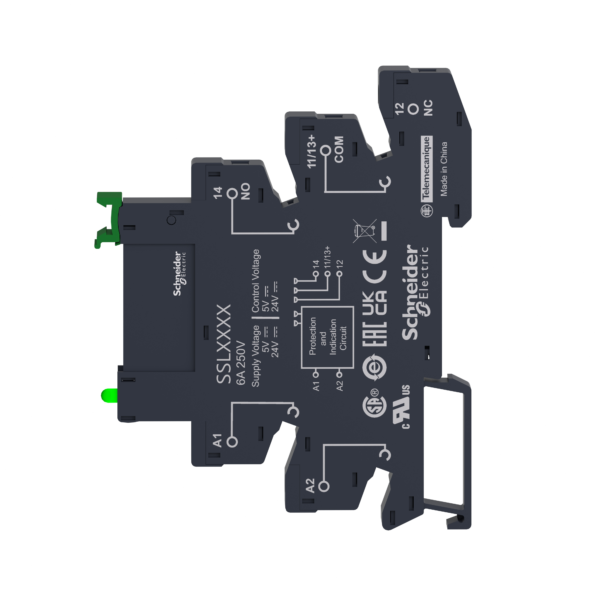 Harmony, Solid state relay pre assembled, 3.5 A, DC switching, screw sockets, input 4…12 V DC, output 1...24 V DC - Schneider Electric - SSL1D03JDPV