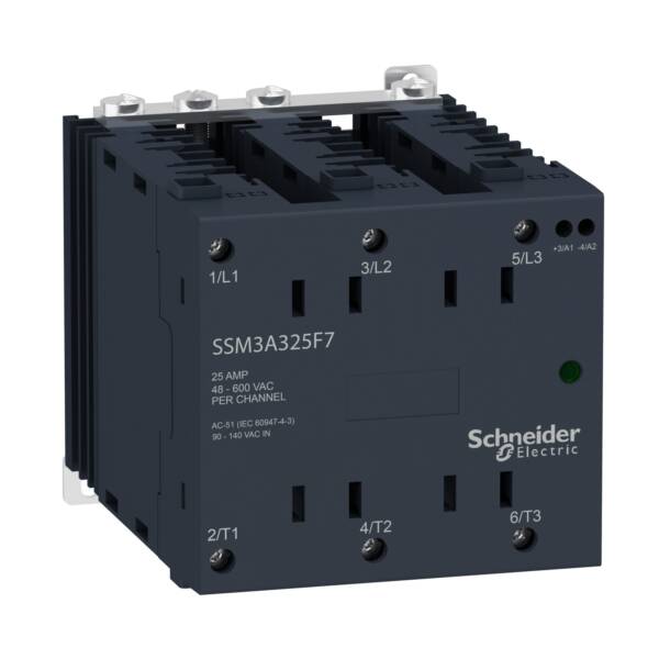 Harmony, Solid state modular relay, 25 A, DIN rail mount, zero voltage switching, input 4…32 V DC, output 48…600 V AC - Schneider Electric - SSM3A325BD