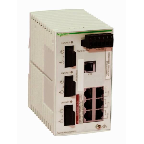 Ethernet TCP/IP basic managed switch - ConneXium - 6TX/3FX - multimode - Schneider Electric - TCSESB093F2CU0