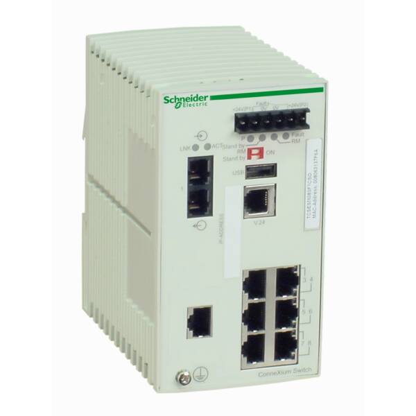 Ethernet TCP/IP managed switch - ConneXium - 7TX/1FX - multimode - Schneider Electric - TCSESM083F1CU0