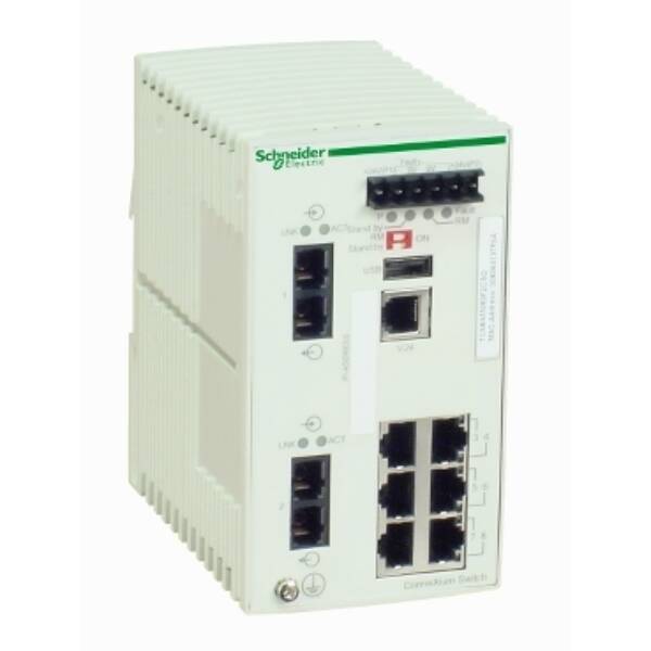 Ethernet TCP/IP managed switch - ConneXium - 6TX/2FX - single mode - Schneider Electric - TCSESM083F2CS0