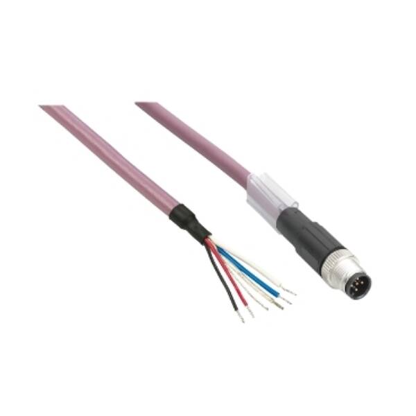 power IN distribution cable - straight - M8 female-wire - 10m - Schneider Electric - TCSXCNDFNX10V