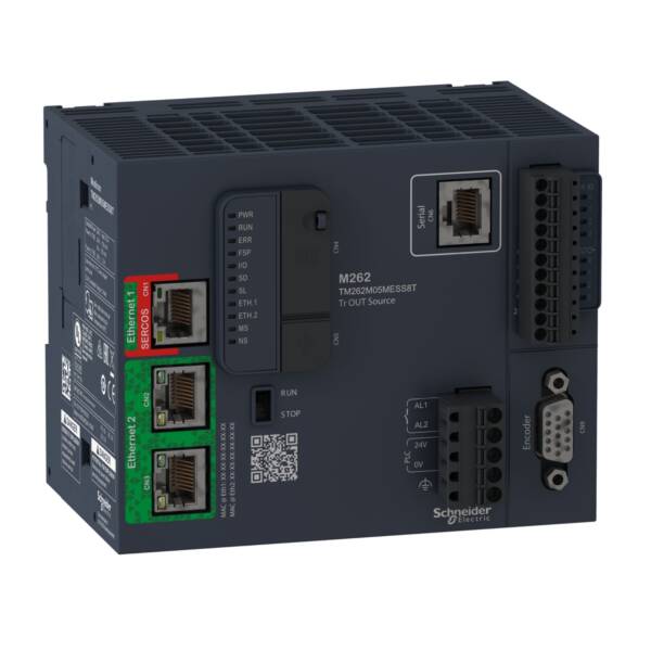 motion controller, Modicon M262, 5ns per instruction, 4 axes, optimized Ethernet, Sercos, machine to plant - Schneider Electric - TM262M05MESS8T