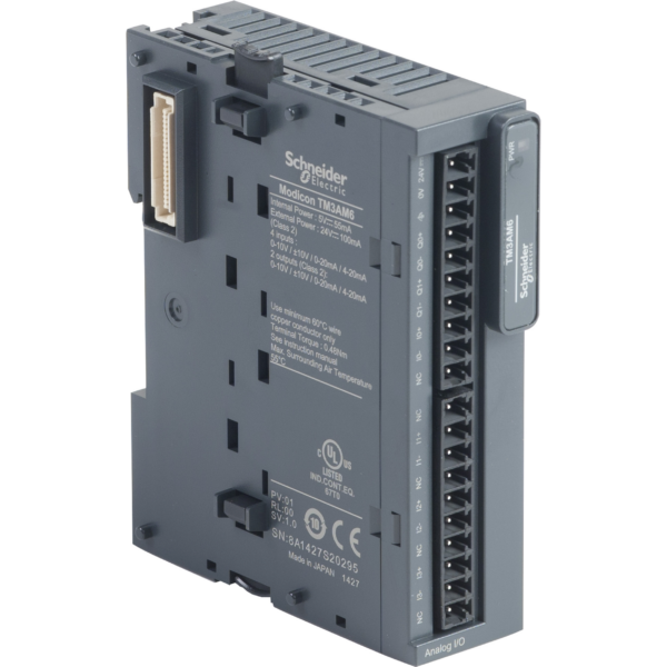 Modicon TM3 - 4 analog inputs, 2 analog output (screw) 24Vdc - Schneider Electric - TM3AM6