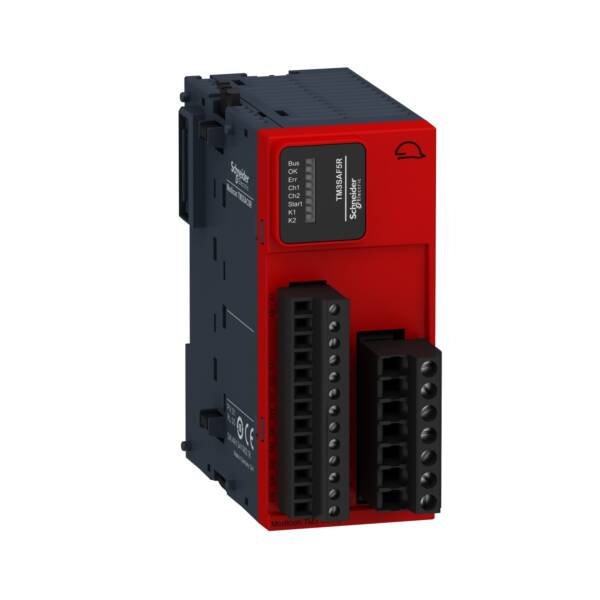 Modicon TM3 Safety module - 1 Function, Cat 4 PL e/SIL CL3 (screw) 24Vdc - Schneider Electric - TM3SAF5R