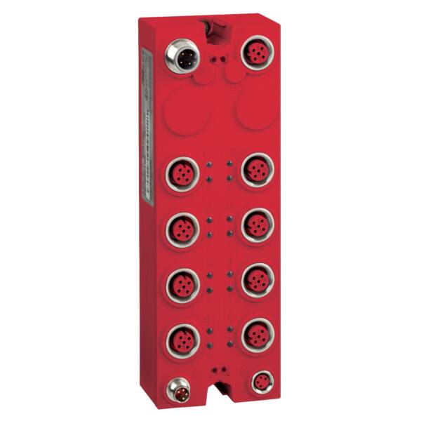 Safety discrete I/O expansion block, Modicon TM7, IP67, 8 DI, 24 V DC, 2 A, M12 connector - Schneider Electric - TM7SDI8DFS