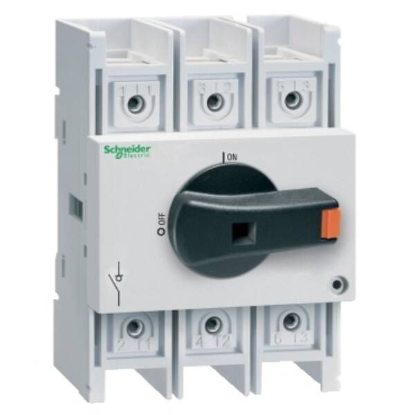 Disconnect switch, TeSys VLS, body switch, 125A, 60HP at 480VAC, UL98, three phase, 50kA SCCR, size 2,  DIN rail mount - Schneider Electric - VLS3P125R2