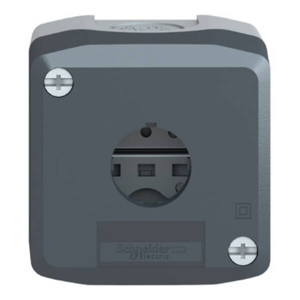 Empty enclosure, plastic, dark grey lid, for push button Ø22, 1 cut-out - Schneider Electric - XALD01