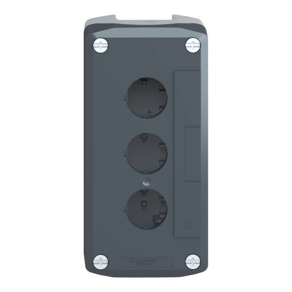Harmony XALD, XALK, Empty control station, plastic, dark grey lid, light grey base, 3 cut-out, UL/CSA certified - Schneider Electric - XALD03H7