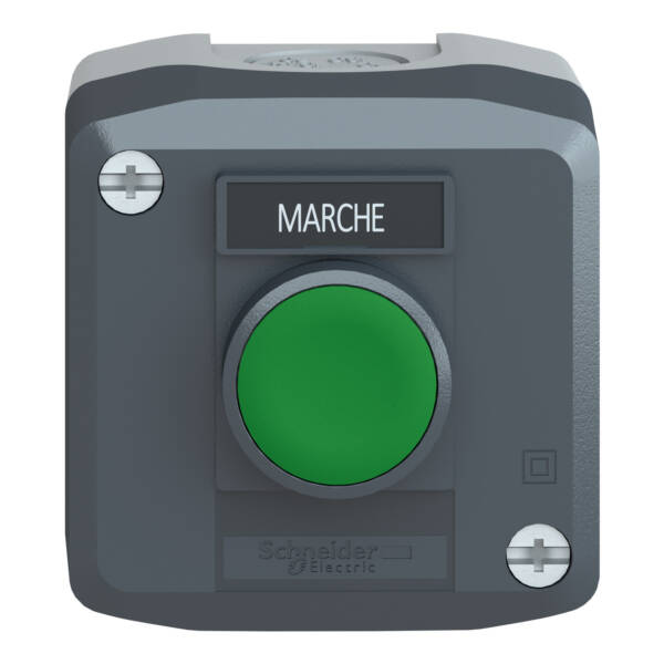 dark grey station - 1 green flush pushbutton Ø22 spring return 1NO "Marche" - Schneider Electric - XALD101