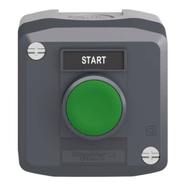 dark grey station - 1 green flush pushbutton Ø22 spring return 1NO "Start" - Schneider Electric - XALD101H29
