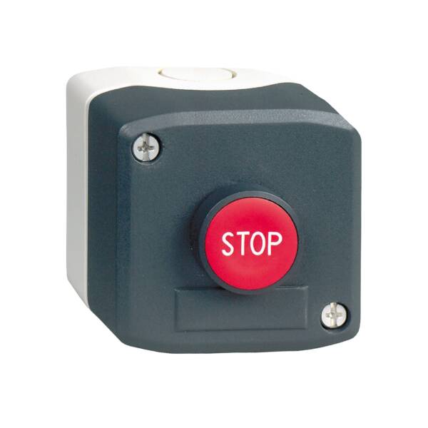 dark grey station - 1 red flush pushbutton Ø22 spring return 1NC "Stop" - Schneider Electric - XALD114