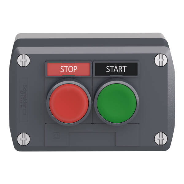 dark grey station - green flush/red flush pushbuttons Ø22 spring return - Schneider Electric - XALD211H29