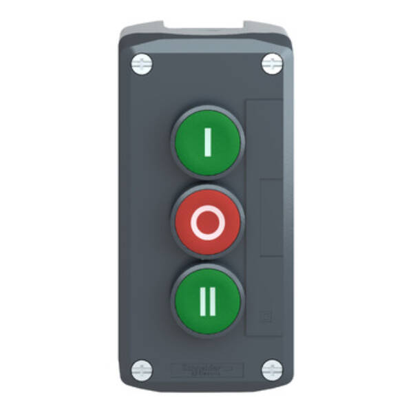 dark grey station - green flush/red flush/green flush pushbuttons Ø22 - Schneider Electric - XALD339