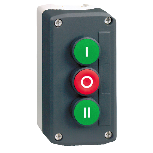 dark grey station - green flush/red flush/green flush pushbuttons Ø22 - Schneider Electric - XALD339