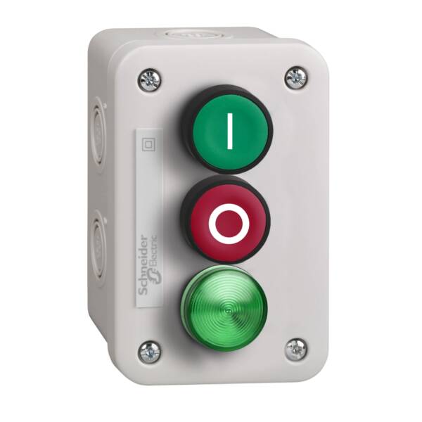 control station with green pb 1NO+ red pb 1NC + green pilot LED 230..240V - Schneider Electric - XALE33V1M