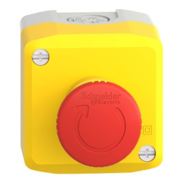 yellow station - 1 red mushroom head pushbutton Ø40 turn to release 1NO+1NC - Schneider Electric - XALK178E