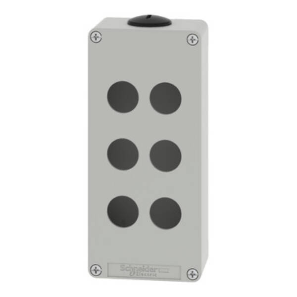 Harmony XAP, XB2 SL, Empty control station, zinc alloy, grey, M25, 6 cut-outs 22mm, 80 x 175 x 51,5 - Schneider Electric - XAPD3206