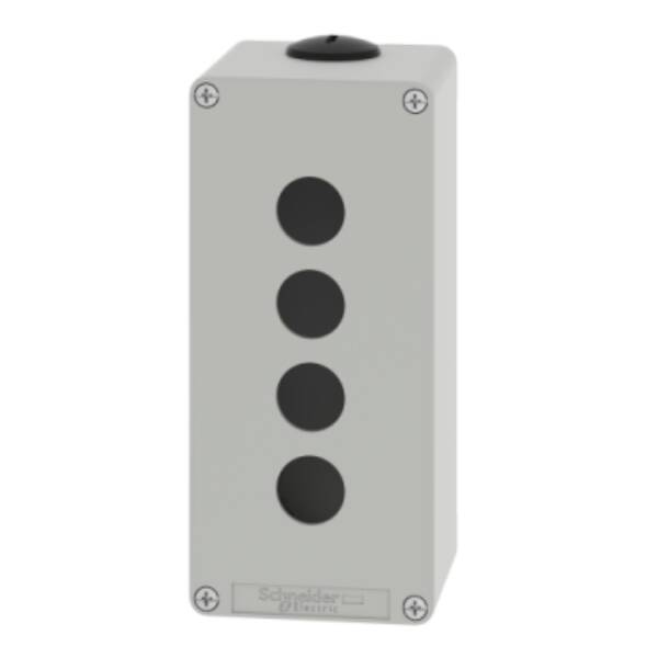 Harmony XAP, XB2 SL, Empty control station, zinc alloy, grey, M25, 4 cut-outs 22mm, 80 x 175 x 77 - Schneider Electric - XAPD3504