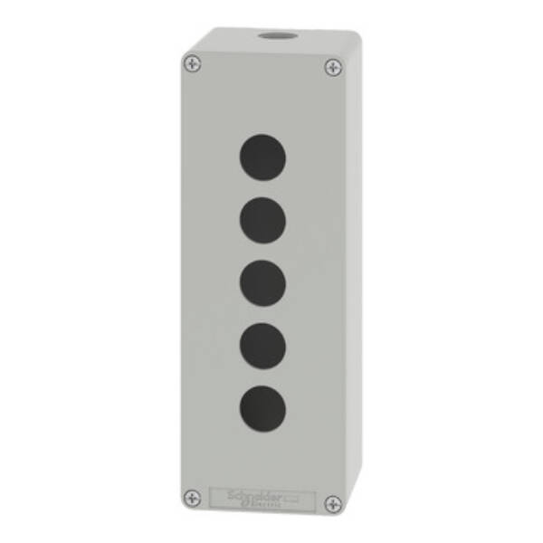Harmony XAP, XB2 SL, Empty control station, zinc alloy, grey, M25, 5 cut-outs 22mm, 80 x 220 x 77 - Schneider Electric - XAPD4505