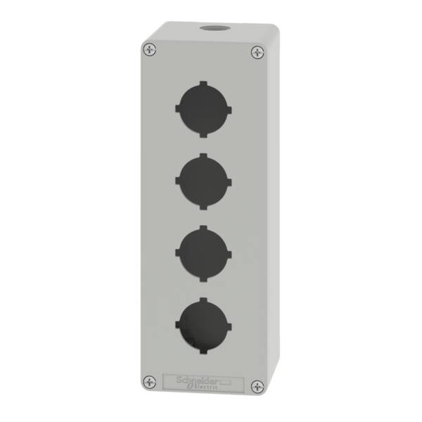 Harmony XAP, XB2 SL, Empty control station, zinc alloy, grey, M25, 4 cut-outs 30mm with notches, 80 x 220 x 77 - Schneider Electric - XAPD4604