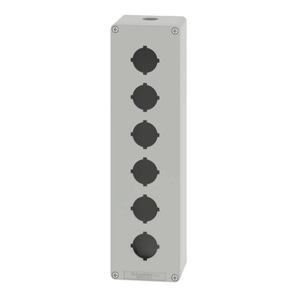 Harmony XAP, XB2 SL, Empty control station, aluminium, grey, M32, 6 cut-outs 30mm with notches, 80 x 310 x 77 - Schneider Electric - XAPD5606