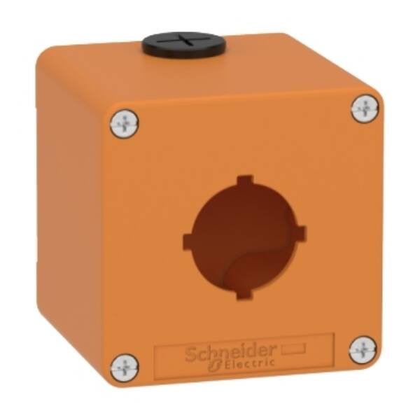 Harmony XAP, XB2 SL, Empty control station, zinc alloy, orange, M20, 1 cut-out 30mm with notches, 80 x 80 x77, UL cULus - Schneider Electric - XAPO1601