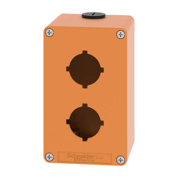 Harmony XAP, XB2 SL, Empty control station, zinc alloy, orange, M20, 2 cut-outs 30mm with notches, 80 x 130 x 77, UL cULus - Schneider Electric - XAPO2602