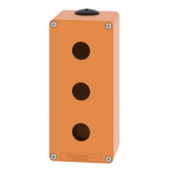 Harmony XAP, XB2 SL, Empty control station, zinc alloy, orange, M25, 3 cut-outs 22mm, 80 x 175 x 77 - Schneider Electric - XAPO3503