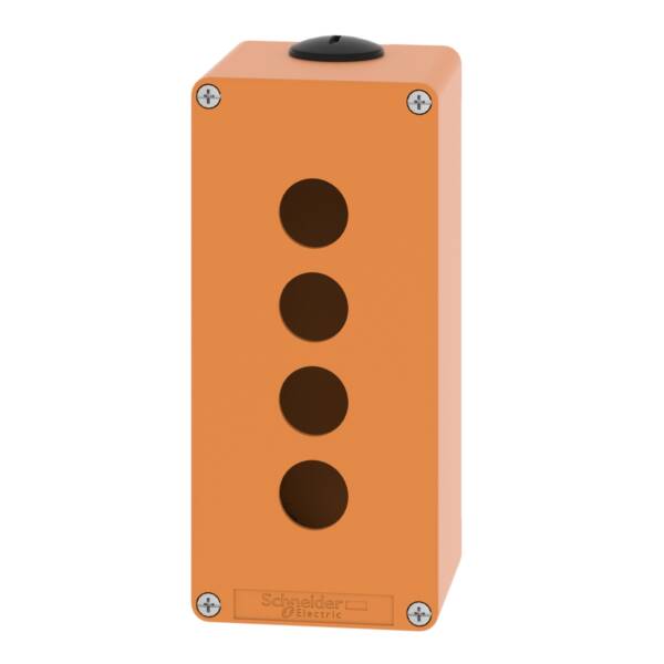Harmony XAP, XB2 SL, Empty control station, zinc alloy, orange, M25, 4 cut-outs 22mm, 80 x 175 x 77 - Schneider Electric - XAPO3504