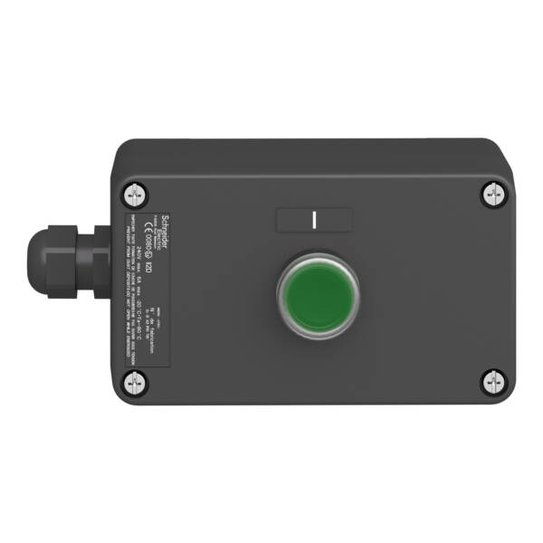 Control station, plastic, start function, 1 flush push button, green, 1 NO, ATEX - Schneider Electric - XAWG100EX