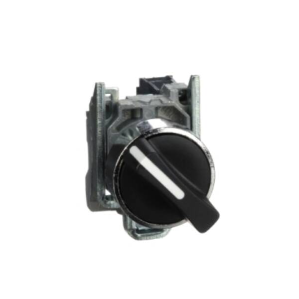 Selector switch, metal, black, Ø22, 2 positions, stay put, 1 NO - Schneider Electric - XB4BD21