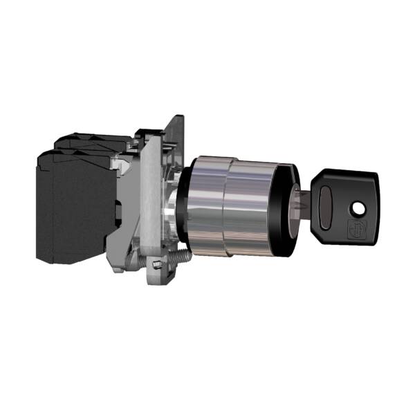 Complete selector switch, Harmony XB4, black key Ø22 mm, 2 positions 90°- stay put, 1 NO, ATEX - Schneider Electric - XB4BG21EX