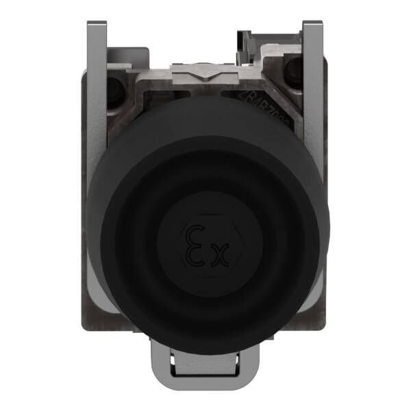 Complete push button, Harmony XB4, black pushbutton Ø22 mm, spring return, 1 NO, ATEX - Schneider Electric - XB4BPS21EX