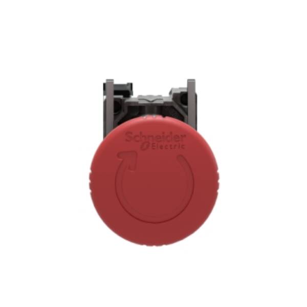 Harmony XB4, Emergency stop switching off, metal, red mushroom Ø40, Ø22, trigger latching turn to release, 1 NC - Schneider Electric - XB4BS8442
