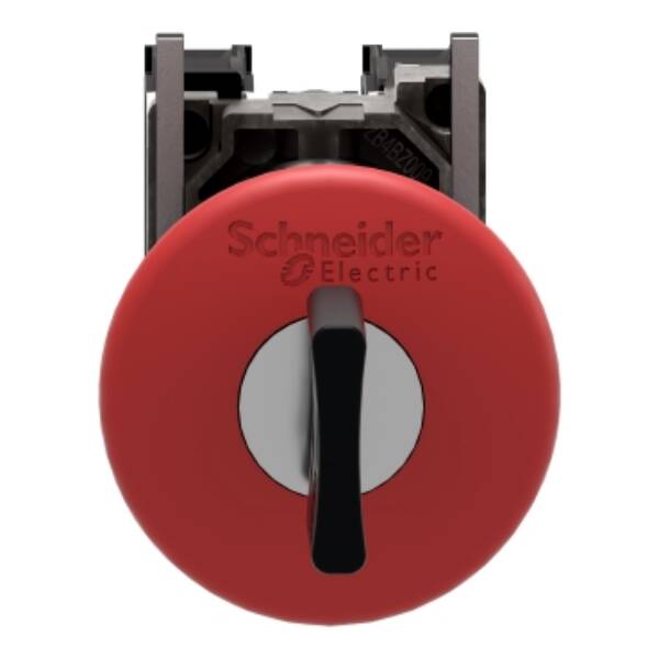 Emergency stop switching off, metal, red mushroom, Ø40, Ø22, trigger latching key release, 1 NO + 1 NC - Schneider Electric - XB4BS9445
