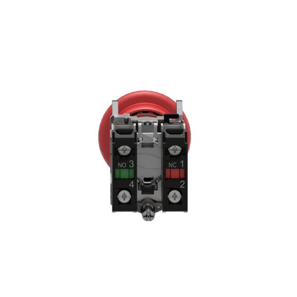 Emergency stop switching off, metal, red mushroom, Ø40, Ø22, trigger latching key release, 1 NO + 1 NC - Schneider Electric - XB4BS9445