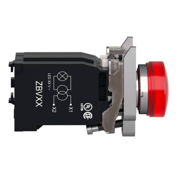 red complete pilot light Ø22 plain lens with BA9s bulb 110...120V - Schneider Electric - XB4BV34