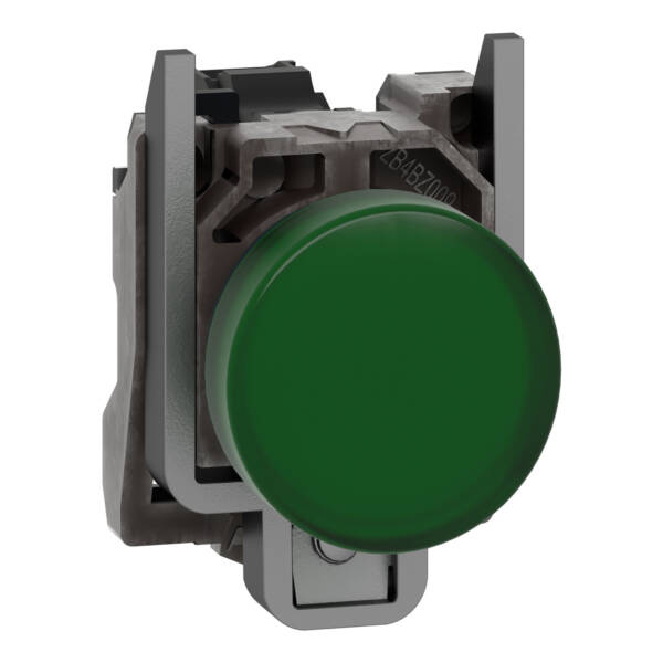 green complete pilot light Ø22 plain lens with BA9s bulb 250V - Schneider Electric - XB4BV63