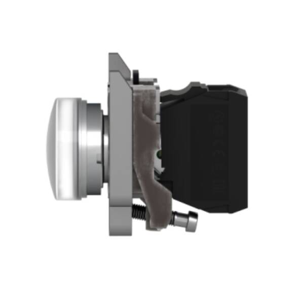 Pilot light, Harmony XB4,metal, white, 22mm, universal LED, plain lens, 24V AC DC - Schneider Electric - XB4BVB1