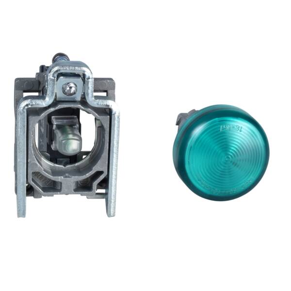 Harmony XB4 - ATEX D, Pilot light, metal, green, Ø22, plain lens with integral LED, 24 V AC/DC, ATEX - Schneider Electric - XB4BVB3EX